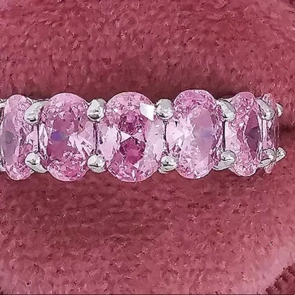 925 Sterling Silver Pink Diamond Ring Size 7 - Picture 2 of 4
